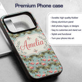 Soft Pink Flamingo Birds in Calm Water Scene Custom Name Protective Phone Case Mobile Cover Durable Everyday Smartphone Shock Resistant