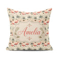 Custom Name Flamingo Birds with Natural Grass Seamless Name Cute Square Filled Cushion Throw Pillow Sofa Bed Home Decor Zip Washable UK Made