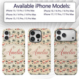 Flamingo Birds with Natural Grass Printed Design Custom Name Protective Phone Case Mobile Cover Durable Everyday Smartphone Shock Resistant