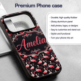 Vintage Style Flamingo Birds with Tropical Plants Custom Name Protective Phone Case Mobile Cover Durable Everyday Smartphone Shock Resistant