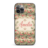 Elegant Flamingo Birds with Botanical Jungle Custom Name Protective Phone Case Mobile Cover Durable Everyday Smartphone Shock Resistant