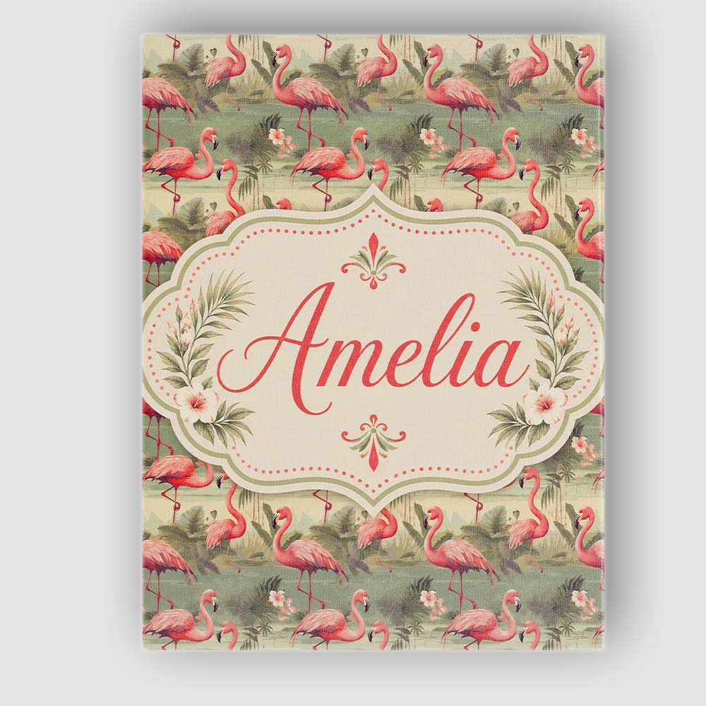 Personalised Name Elegant Flamingo Birds Custom  Interior Decorative Contemporary Canvas Wall Art Print Decor Picture Ready to Hang