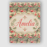 Personalised Name Elegant Flamingo Birds Custom  Interior Decorative Contemporary Canvas Wall Art Print Decor Picture Ready to Hang