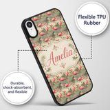 Elegant Flamingo Birds with Botanical Jungle Custom Name Protective Phone Case Mobile Cover Durable Everyday Smartphone Shock Resistant