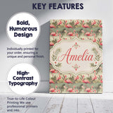 Personalised Name Elegant Flamingo Birds Custom  Interior Decorative Contemporary Canvas Wall Art Print Decor Picture Ready to Hang
