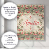 Personalised Name Elegant Flamingo Birds Custom  Interior Decorative Contemporary Canvas Wall Art Print Decor Picture Ready to Hang