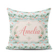 Custom Name Delicate Flamingo Birds with Soft Floral Water Scene Square Filled Cushion Throw Pillow Sofa Bed Home Decor Zip Washable UK Made