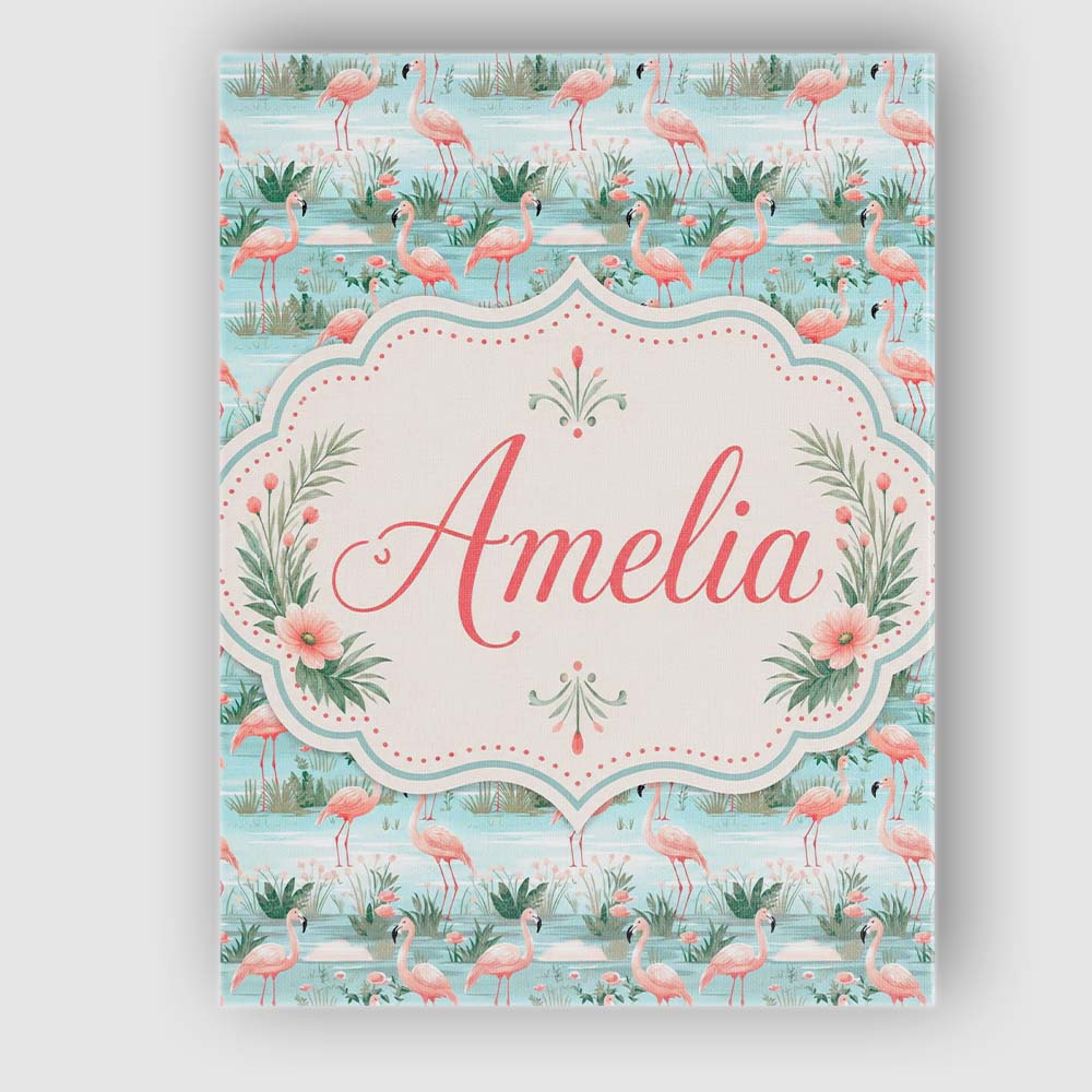 Personalised Name Delicate Flamingo Birds Custom  Unique Gift Idea Elegant Feature Canvas Wall Art Print Decor Picture Ready to Hang