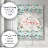Personalised Name Delicate Flamingo Birds Custom  Unique Gift Idea Elegant Feature Canvas Wall Art Print Decor Picture Ready to Hang