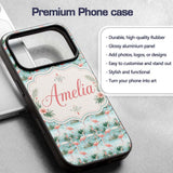 Delicate Flamingo Birds with Soft Floral Water Custom Name Protective Phone Case Mobile Cover Durable Everyday Smartphone Shock Resistant