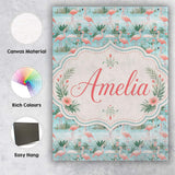 Personalised Name Delicate Flamingo Birds Custom  Unique Gift Idea Elegant Feature Canvas Wall Art Print Decor Picture Ready to Hang