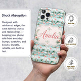 Delicate Flamingo Birds with Soft Floral Water Custom Name Protective Phone Case Mobile Cover Durable Everyday Smartphone Shock Resistant
