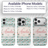 Delicate Flamingo Birds with Soft Floral Water Custom Name Protective Phone Case Mobile Cover Durable Everyday Smartphone Shock Resistant