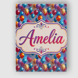 Personalised Name Colorful Party Balloons Custom  Unique Gift Idea Elegant Feature Canvas Wall Art Print Decor Picture Ready to Hang