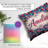 Custom Name Colorful Party Balloons Seamless Pattern Name Cute Square Filled Cushion Throw Pillow Sofa Bed Home Decor Zip Washable UK Made