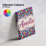 Personalised Name Colorful Party Balloons Custom  Unique Gift Idea Elegant Feature Canvas Wall Art Print Decor Picture Ready to Hang