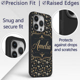 Luxury Gold Hot Air Balloons Night Sky Seamless Custom Name Protective Phone Case Mobile Cover Durable Everyday Smartphone Shock Resistant