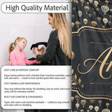 Luxury Gold Hot Air Balloons Night Sky Seamless Pattern Name Cute  Personalised Custom Name Super Soft Fleece Blanket Bed Sofa Throw
