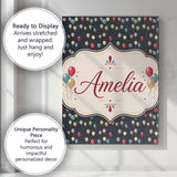 Personalised Name Dark Night Sky Balloon Custom  Unique Gift Idea Elegant Feature Canvas Wall Art Print Decor Picture Ready to Hang