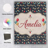Personalised Name Dark Night Sky Balloon Custom  Unique Gift Idea Elegant Feature Canvas Wall Art Print Decor Picture Ready to Hang