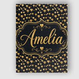 Personalised Name Golden Heart Balloon Custom  Modern Room Accent Elegant Feature Canvas Wall Art Print Decor Picture Ready to Hang