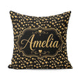 Custom Name Golden Heart Balloon Seamless Celebration Background Square Filled Cushion Throw Pillow Sofa Bed Home Decor Zip Washable UK Made