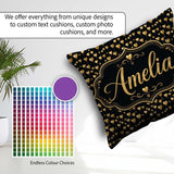 Custom Name Golden Heart Balloon Seamless Celebration Background Square Filled Cushion Throw Pillow Sofa Bed Home Decor Zip Washable UK Made