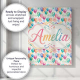 Personalised Name Soft Pastel Balloon Custom Modern Room Accent Creative Decorator Style Canvas Wall Art Print Decor Picture Ready to Hang