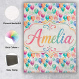 Personalised Name Soft Pastel Balloon Custom Modern Room Accent Creative Decorator Style Canvas Wall Art Print Decor Picture Ready to Hang