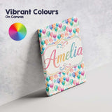 Personalised Name Soft Pastel Balloon Custom Modern Room Accent Creative Decorator Style Canvas Wall Art Print Decor Picture Ready to Hang
