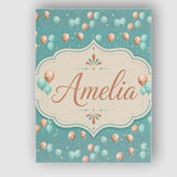 Personalised Name Teal Gold Balloon Starry Custom  Unique Gift Idea Elegant Feature Canvas Wall Art Print Decor Picture Ready to Hang