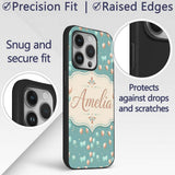 Teal Gold Balloon Starry Seamless Pattern Elegant Custom Name Protective Phone Case Mobile Cover Durable Everyday Smartphone Shock Resistant
