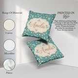 Custom Name Teal Gold Balloon Starry Pattern Elegant Celebration Square Filled Cushion Throw Pillow Sofa Bed Home Decor Zip Washable UK Made
