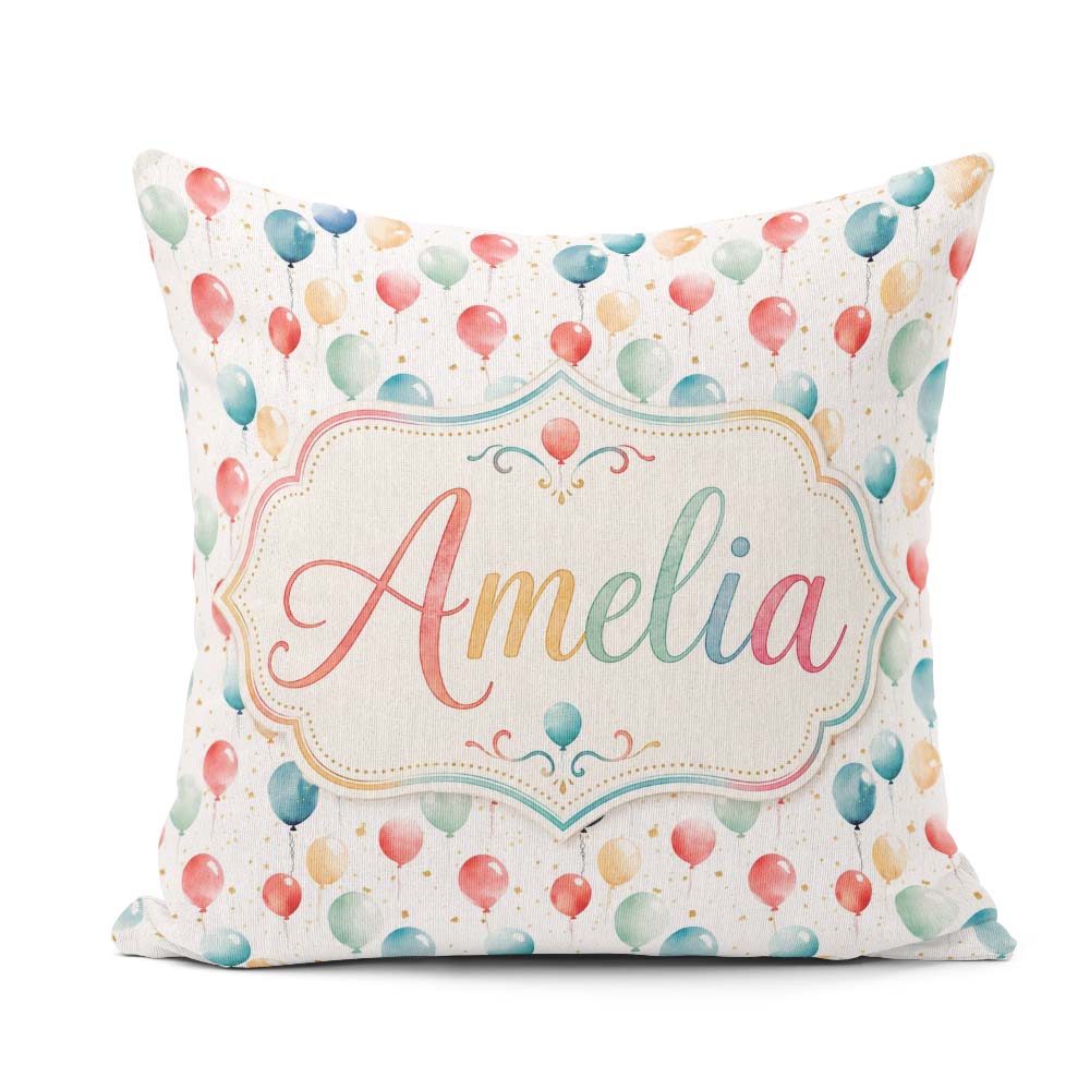 Custom Name Confetti Balloon Party Seamless Pattern Celebration Square Filled Cushion Throw Pillow Sofa Bed Home Decor Zip Washable UK Made