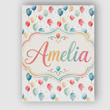 Personalised Name Confetti Balloon Party Custom  Unique Gift Idea Elegant Feature Canvas Wall Art Print Decor Picture Ready to Hang