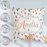 Custom Name Confetti Balloon Party Seamless Pattern Celebration Square Filled Cushion Throw Pillow Sofa Bed Home Decor Zip Washable UK Made