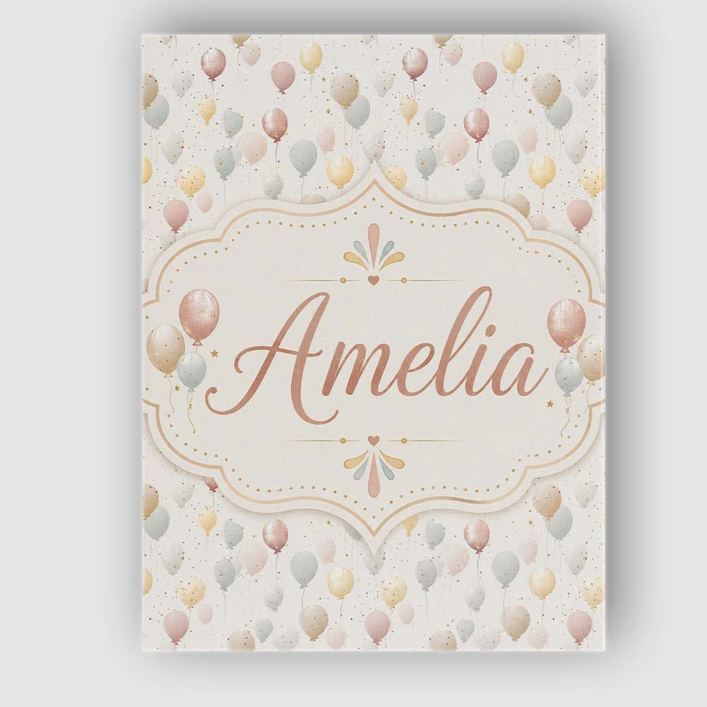 Personalised Name Pastel Balloon Elegant Custom  Interior Decorative Contemporary Canvas Wall Art Print Decor Picture Ready to Hang