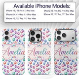 Bright Watercolor Balloons with Blue Purple Tones Custom Name Protective Phone Case Mobile Cover Durable Everyday Smartphone Shock Resistant