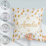 Custom Name Elegant and White Balloons Confetti Seamless Pattern Square Filled Cushion Throw Pillow Sofa Bed Home Decor Zip Washable UK Made