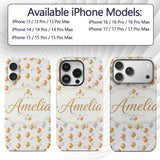 Elegant Gold and White Balloons Confetti Seamless Custom Name Protective Phone Case Mobile Cover Durable Everyday Smartphone Shock Resistant