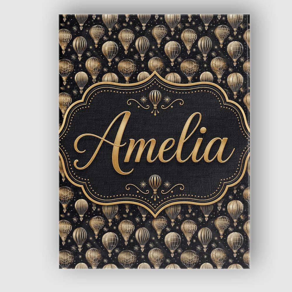 Personalised Name Luxury Gold Hot Air Custom Modern Room Accent Creative Decorator Style Canvas Wall Art Print Decor Picture Ready to Hang
