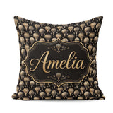 Custom Name Luxury Gold Hot Air Balloons on Black Night Seamless Square Filled Cushion Throw Pillow Sofa Bed Home Decor Zip Washable UK Made