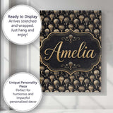 Personalised Name Luxury Gold Hot Air Custom Modern Room Accent Creative Decorator Style Canvas Wall Art Print Decor Picture Ready to Hang