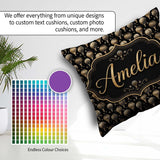 Custom Name Luxury Gold Hot Air Balloons on Black Night Seamless Square Filled Cushion Throw Pillow Sofa Bed Home Decor Zip Washable UK Made