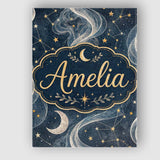 Personalised Name Celestial Botanical Moon Stars Night Sky Leaves Custom  Bespoke Canvas Wall Art Print Decor Picture Ready to Hang