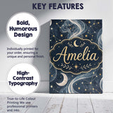 Personalised Name Celestial Botanical Moon Stars Night Sky Leaves Custom  Bespoke Canvas Wall Art Print Decor Picture Ready to Hang