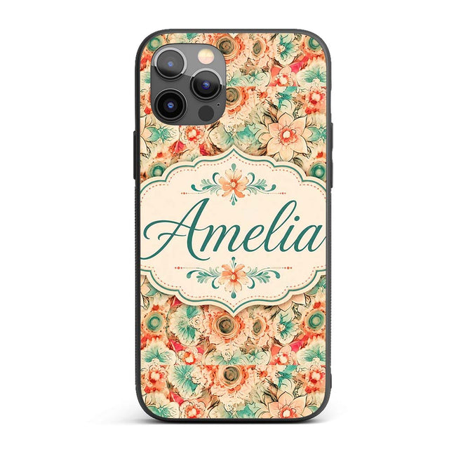 Vintage Style Floral Bloom Garden Printed Design Custom Name Protective Phone Case Mobile Cover Durable Everyday Smartphone Shock Resistant