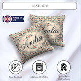 Custom Name Soft Pastel Abstract Leaf Seamless Pattern Name Cute Square Filled Cushion Throw Pillow Sofa Bed Home Decor Zip Washable UK Made