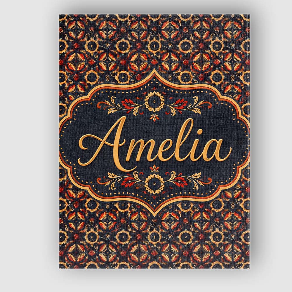 Personalised Name Rich Red Black Ornamental Custom  Bespoke Interior Contemporary Canvas Wall Art Print Decor Picture Ready to Hang