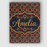 Personalised Name Rich Red Black Ornamental Custom  Bespoke Interior Contemporary Canvas Wall Art Print Decor Picture Ready to Hang